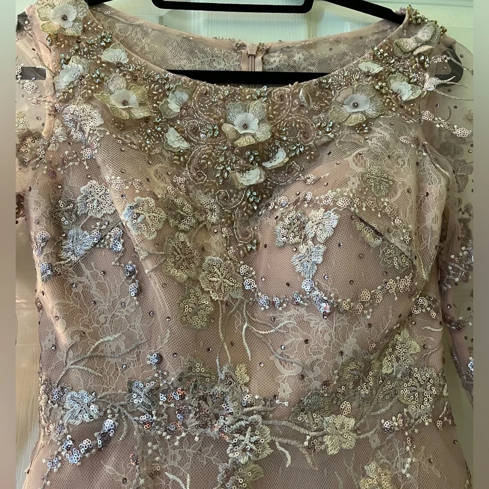 Mac Duggal NWT Rose LS Beaded Floral Dress size 4 #67501 - Picture 7 of 12